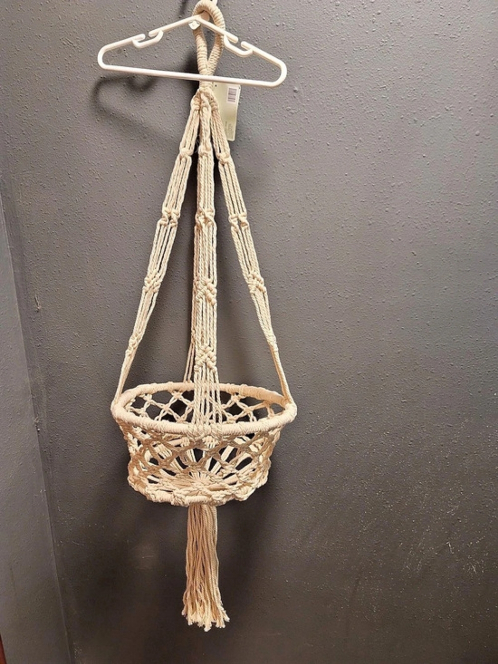 Woven Hanging Basket Decor - Beige